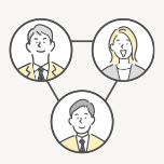 3人がつながっているイラスト